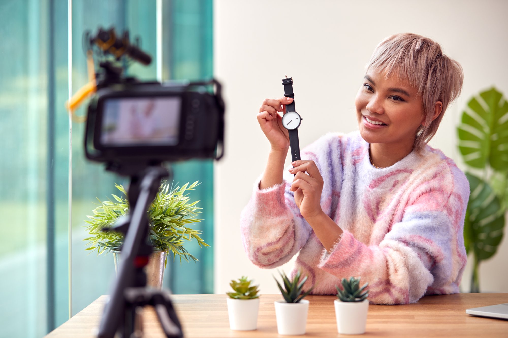 female-vlogger-recording-wristwatch-product-review-2022-11-10-18-02-02-utc